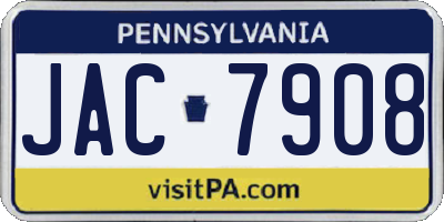 PA license plate JAC7908