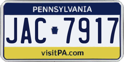 PA license plate JAC7917