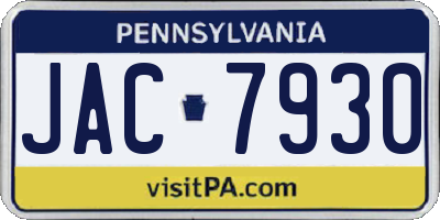 PA license plate JAC7930