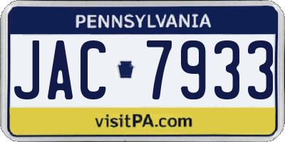 PA license plate JAC7933