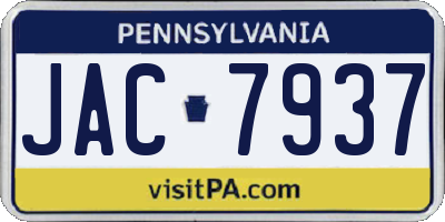 PA license plate JAC7937