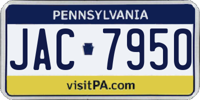 PA license plate JAC7950