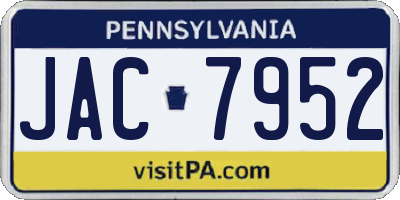 PA license plate JAC7952