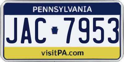 PA license plate JAC7953