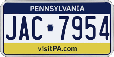 PA license plate JAC7954
