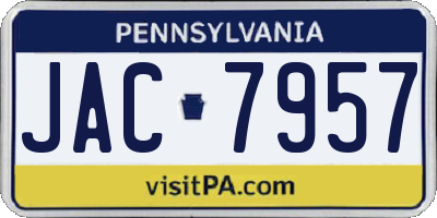 PA license plate JAC7957