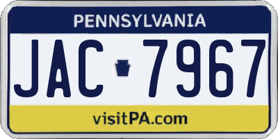 PA license plate JAC7967