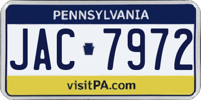 PA license plate JAC7972