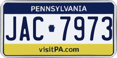 PA license plate JAC7973