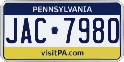 PA license plate JAC7980