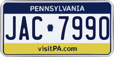 PA license plate JAC7990