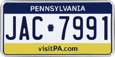 PA license plate JAC7991