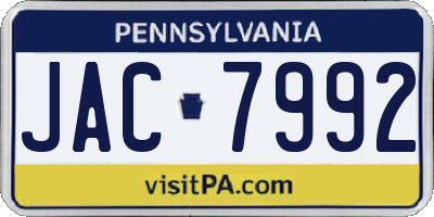 PA license plate JAC7992