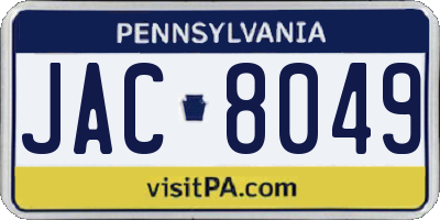 PA license plate JAC8049