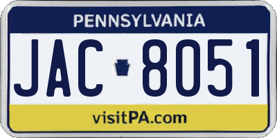 PA license plate JAC8051