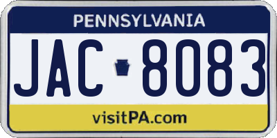 PA license plate JAC8083