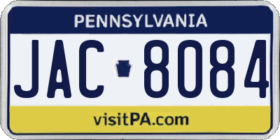 PA license plate JAC8084