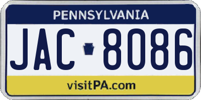 PA license plate JAC8086