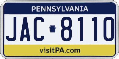 PA license plate JAC8110