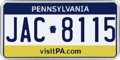 PA license plate JAC8115
