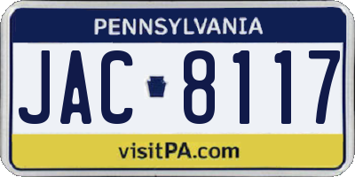 PA license plate JAC8117