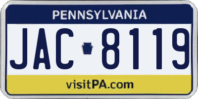 PA license plate JAC8119