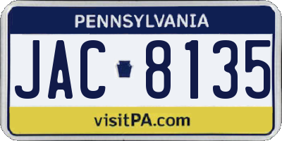 PA license plate JAC8135