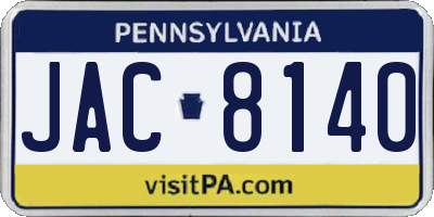 PA license plate JAC8140