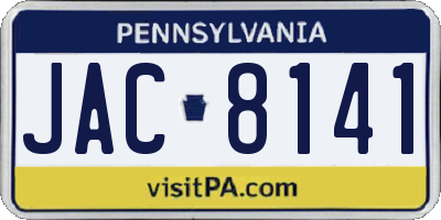 PA license plate JAC8141