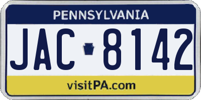 PA license plate JAC8142