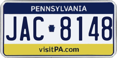 PA license plate JAC8148