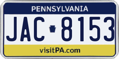 PA license plate JAC8153