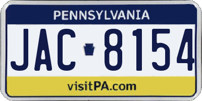PA license plate JAC8154