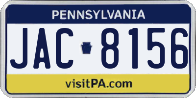 PA license plate JAC8156