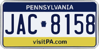 PA license plate JAC8158