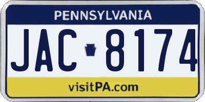 PA license plate JAC8174