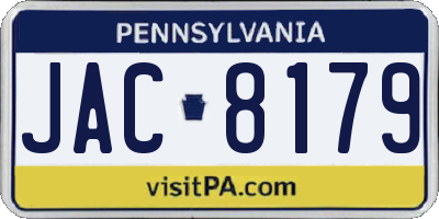 PA license plate JAC8179