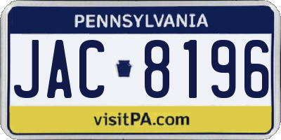 PA license plate JAC8196