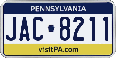 PA license plate JAC8211