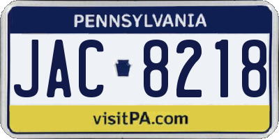 PA license plate JAC8218