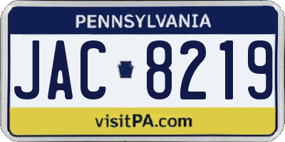 PA license plate JAC8219