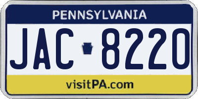 PA license plate JAC8220