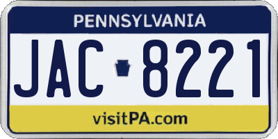 PA license plate JAC8221