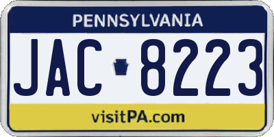 PA license plate JAC8223