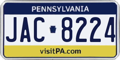 PA license plate JAC8224