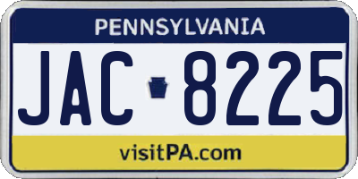 PA license plate JAC8225