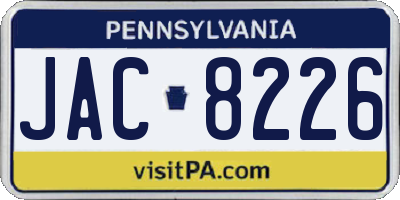 PA license plate JAC8226
