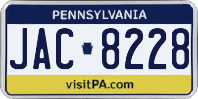 PA license plate JAC8228