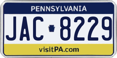 PA license plate JAC8229