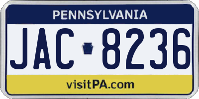 PA license plate JAC8236